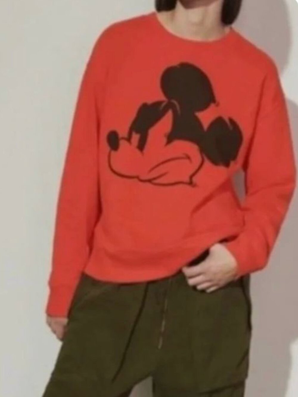 ZARA X Disney Mickey Mouse Crewneck French Terry Sweatshirt Red Graphic Size S